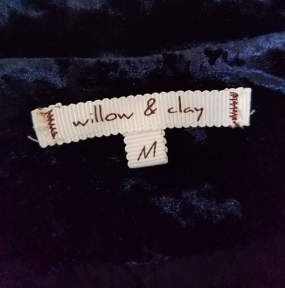 Willow & Clay Blue Velvet Moto Jacket Navy Blue M - Picture 6 of 8